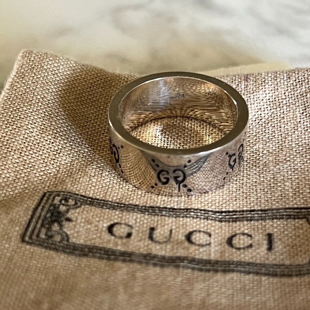 Gucci Ghost Men's Sterling Silver Ring Size 10 3/4